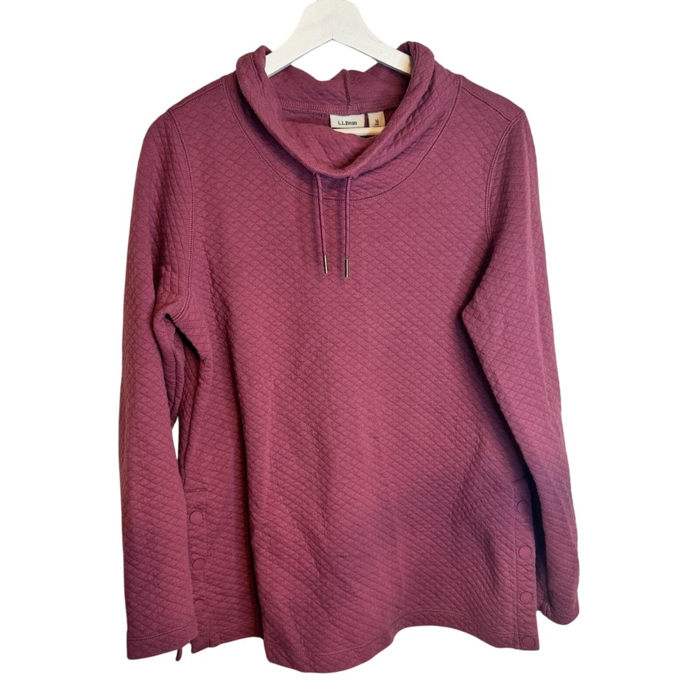 L.L.Bean Sweatshirt Quilted Cowl Neck Medium Purple‎ Womens Pullover 513186